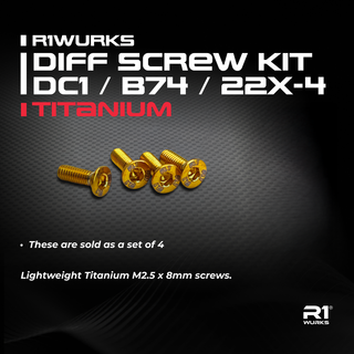 R1WURKS Diff Screw Kit, Titanium, DC1 / B74 / 22X-4, 4 Pack