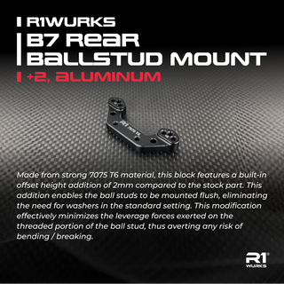 R1WURKS B7 Rear Ballstud Mount, +2, Aluminum