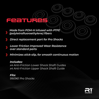 R1WURKS Anti-Friction Lower Shock Shaft Guides, PTFE-filled