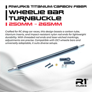 R1WURKS Titanium/Carbon Fiber Wheelie Bar Turnbuckle [250mm – 265mm]