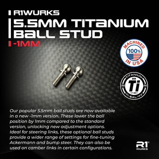R1WURKS 5.5mm Titanium Ball Stud, -1mm
