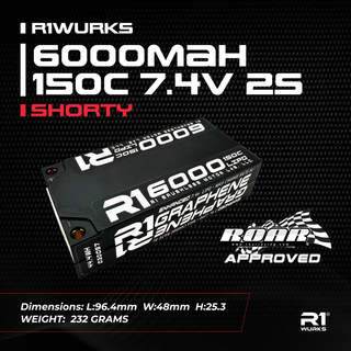 R1WURKS 6000mah 150C 7.4V 2s Shorty