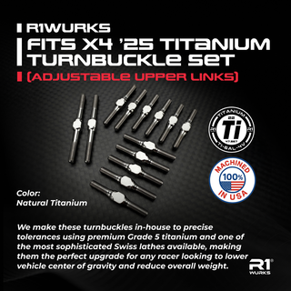 R1WURKS Fits X4 '25 Titanium Turnbuckle Set (Upper Link Arms)