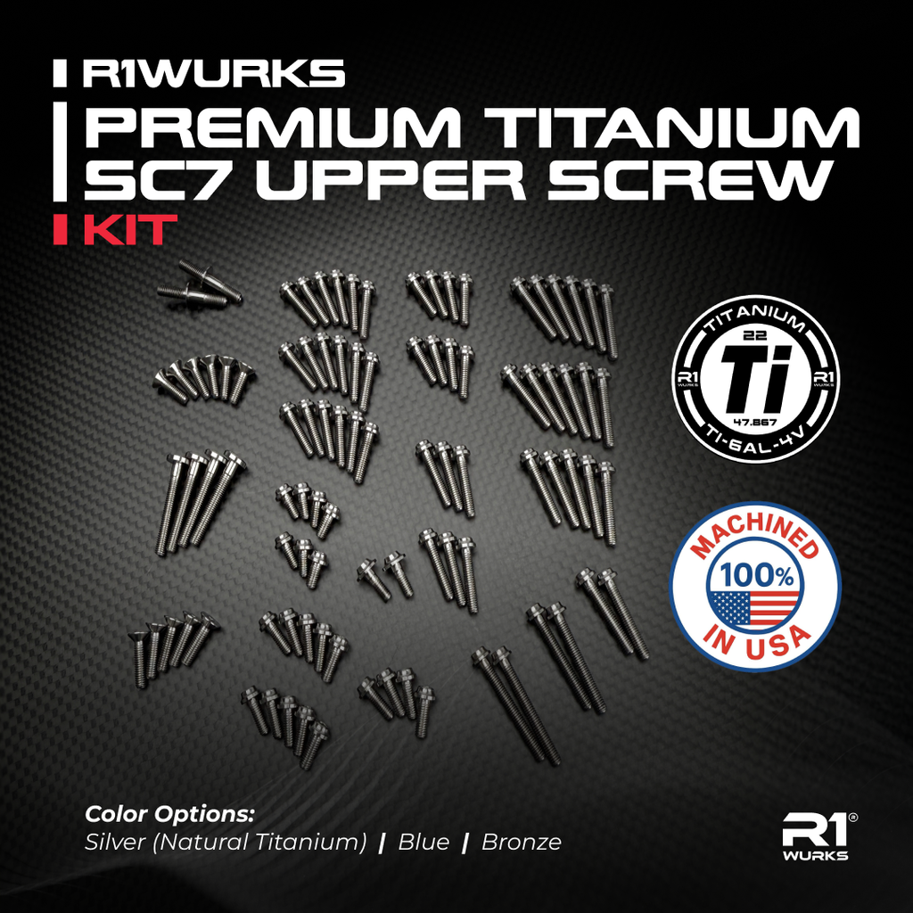 R1WURKS (SC7) Titanium Upper Screw Set – R1 Brushless Motor Lab, LLC.