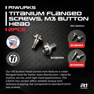 R1WURKS Titanium Flanged Screws, M3 Button Head (2pcs)