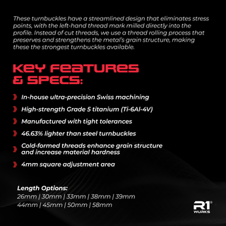 R1WURKS Titanium Turnbuckle Pair, M3