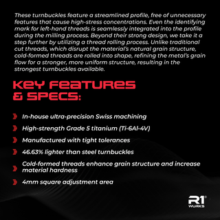 R1WURKS (22-X4 Series) Titanium Turnbuckle Set, M3.5