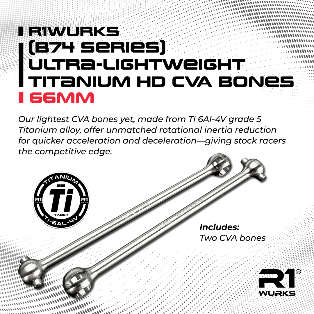 R1WURKS (B74 Series) Ultra-lightweight Titanium HD CVA Bones, 66mm