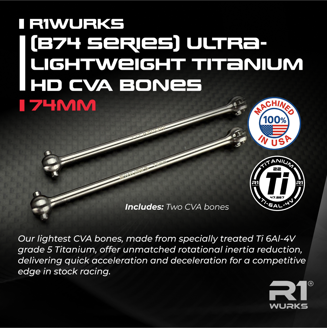 R1WURKS (B74 Series) Ultra-lightweight Titanium HD CVA Bones, 74mm