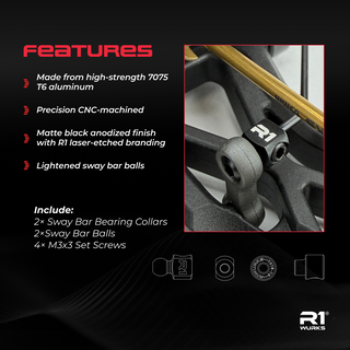 R1WURKS (B7 / B84 Series) Aluminum Sway Bar Hardware Set, Black