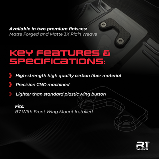 R1WURKS (B7 Series) Carbon Fiber Wing Button, Rear