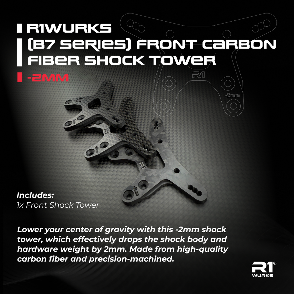 R1WURKS (Fits B7 / B7.1 Series) Front Carbon Fiber Shock Tower, -2mm