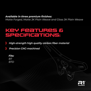 R1WURKS (B7 Series) Rear Carbon Fiber Shock Tower, -2mm