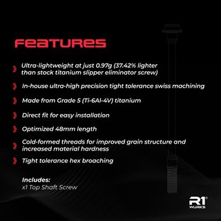 R1WURKS (B7 Series) Ultra-lightweight Slipper Eliminator Screw, Titanium