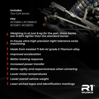 R1WURKS (B7 / B84 Series) Ultra-lightweight Titanium HD CVA Bones, 69mm