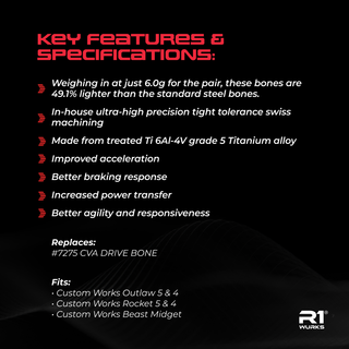 R1WURKS (Dirt Oval Series) Ultra-lightweight Titanium CVA Bones, 66.5mm