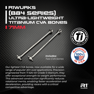 R1WURKS (Dirt Oval Series) Ultra-lightweight Titanium CVA Bones, 71mm