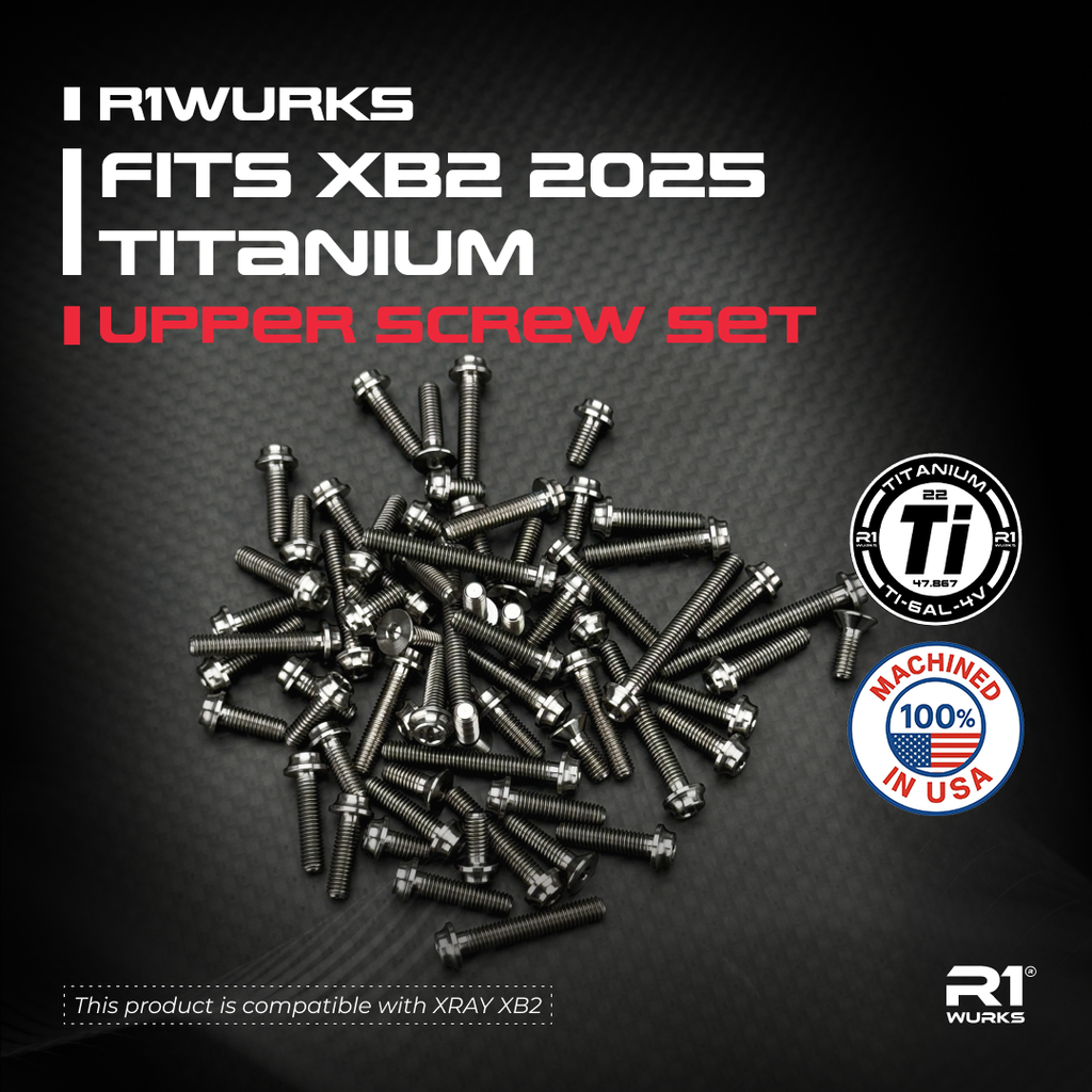 R1WURKS Fits XB2 2025 Titanium Upper Screw Set – R1 Brushless