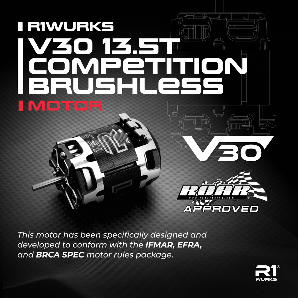 R1WURKS V30 13.5T (2025 ROAR Approved) – R1 Brushless Motor Lab, LLC.