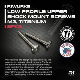 R1Wurks Low Profile Upper Shock Mount Screws, M3, Titanium (2pcs)
