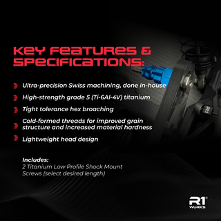 R1Wurks Low Profile Upper Shock Mount Screws, M3, Titanium (2pcs)