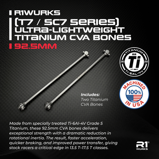 R1WURKS (T7 / SC7 Series) Ultra-lightweight Titanium CVA Bones, 92.5mm