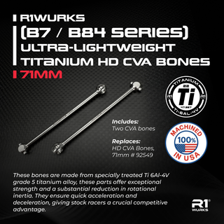 R1 WURKS (B7 / B84 Series) – Ultra-Lightweight Titanium HD CVA Bones, 71 mm
