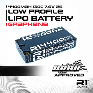 R1WURKS 4400mah 130c 7.6V 2S Low Profile Shorty LiPo Battery, Graphene