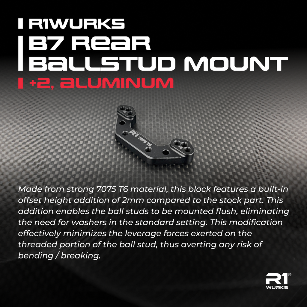 R1WURKS (B7 Series) Rear Ballstud Mount, +2, Aluminum – R1 Brushless ...