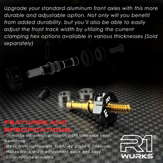 R1WURKS (Compatible with RC10®) Titanium Hex Adapter Axles, Front
