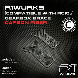 R1WURKS (RC10 Series) Carbon Fiber Gearbox Brace