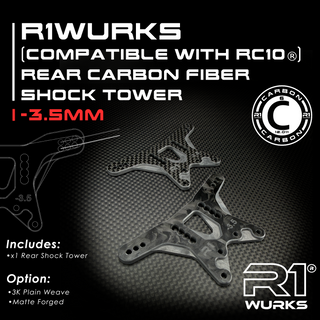 R1WURKS (RC10 Series) Rear Carbon Fiber Shock Tower, -3.5mm
