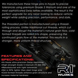 R1WURKS (RC10 Series) Titanium Hinge Pin Set