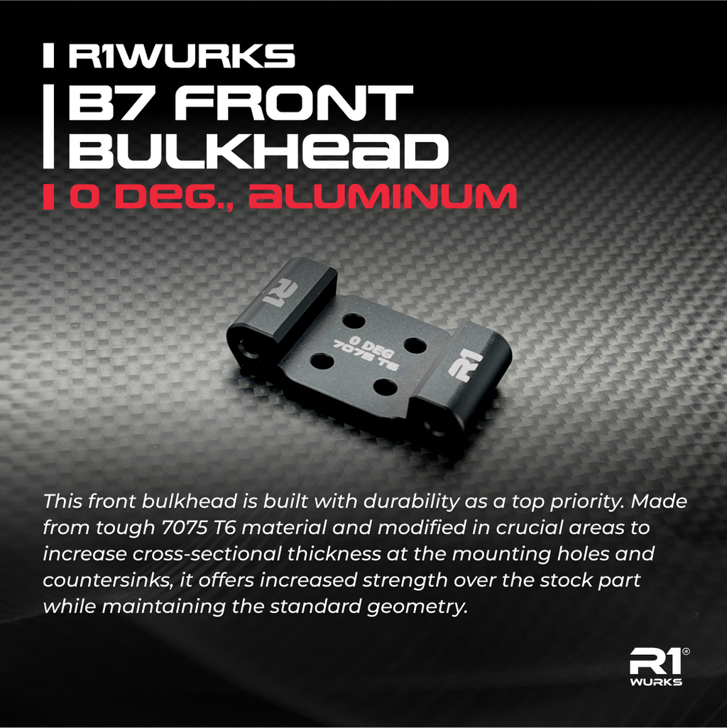 R1WURKS (B7 Series) Front Bulkhead, 0 deg., Aluminum – R1 Brushless ...
