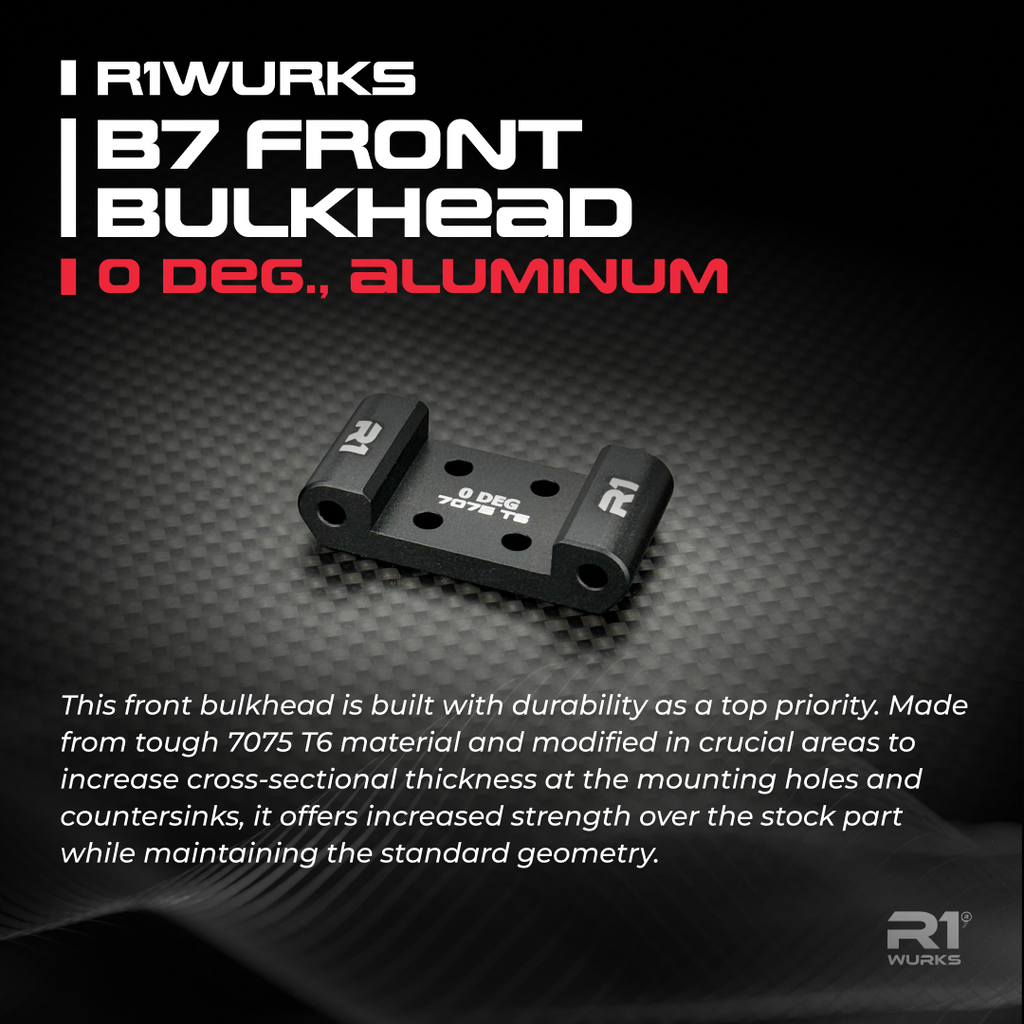 R1WURKS (B7 Series) Front Bulkhead, 0 deg., Aluminum – R1 Brushless ...