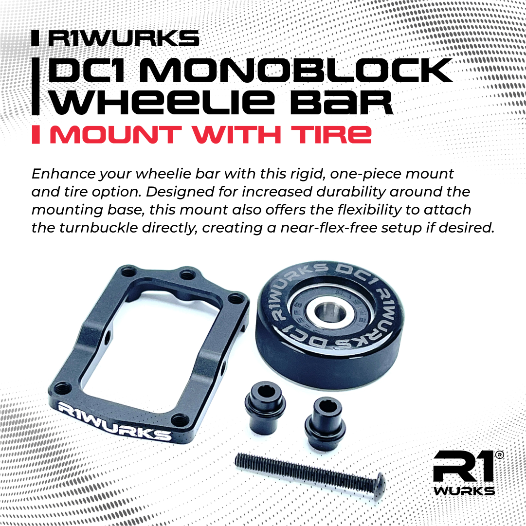 R1WURKS DC1 Monoblock Wheelie Bar Mount with Tire – R1 Brushless
