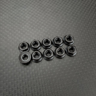 R1WURKS M4 Nut, Serrated, Flanged, Black