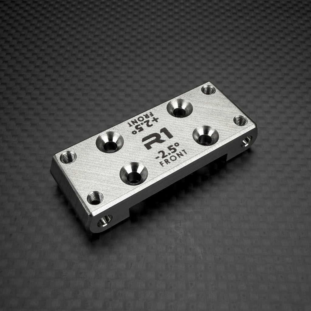 R1B Front Bulkhead, +/-2.5 deg. Steel, 35g – R1 Brushless Motor Lab, LLC.