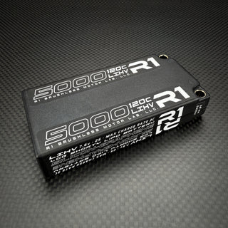 R1WURKS 5000mah 120c 7.6v 2S LCG Shorty LiPo Battery, Silicon Graphene