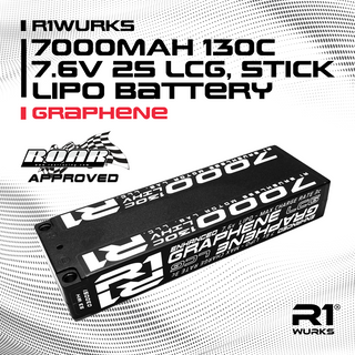 R1WURKS 7000mAh 130c 7.6v 2S LCG, Stick LiPo Battery, Graphene