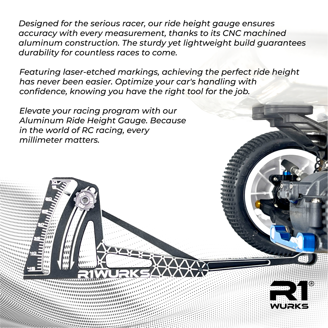 F1 Ride Height Tool R1WURKS Aluminum Ride Height Gauge (10-45mm) – R1 Brushless Motor Lab, LLC.
