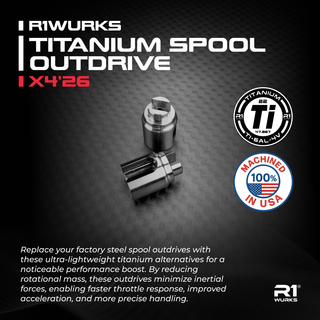 R1WURKS Titanium Spool Outdrive, X4'26 - R1 Brushless Motor Lab, LLC.