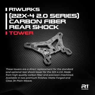 R1WURKS (22X-4 2.0 Series) Carbon Fiber Rear Shock Towers