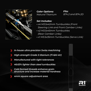 R1WURKS (B74 Series) Titanium Turnbuckle Set, M3.5