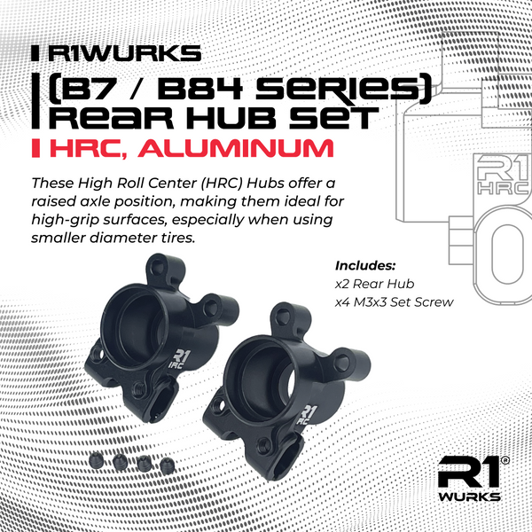 R1WURKS (B7 / B84 Series) Rear Hub Set, HRC, Aluminum – R1
