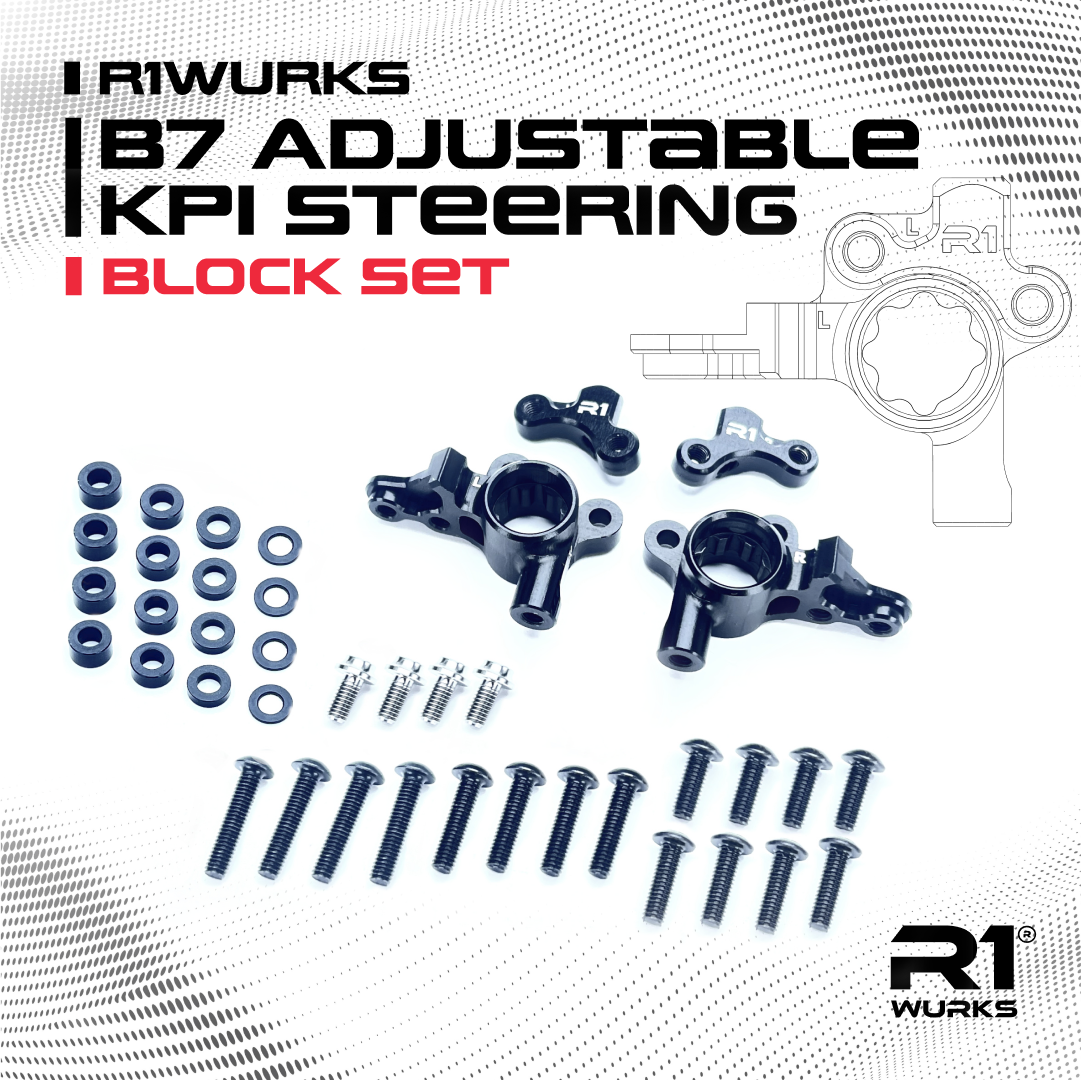 R1WURKS (B7 Series) Adjustable KPI Steering Block Set – R1 Brushless ...