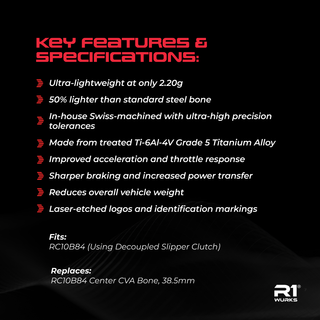 R1WURKS (B84 Series) Ultra-lightweight Titanium Center CVA Bone, 38.5mm