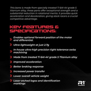 R1WURKS (B84 Series) Ultra-lightweight Titanium Center CVA Bone, 57mm