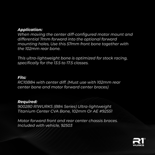 R1WURKS (B84 Series) Ultra-lightweight Titanium Center CVA Bone, 57mm