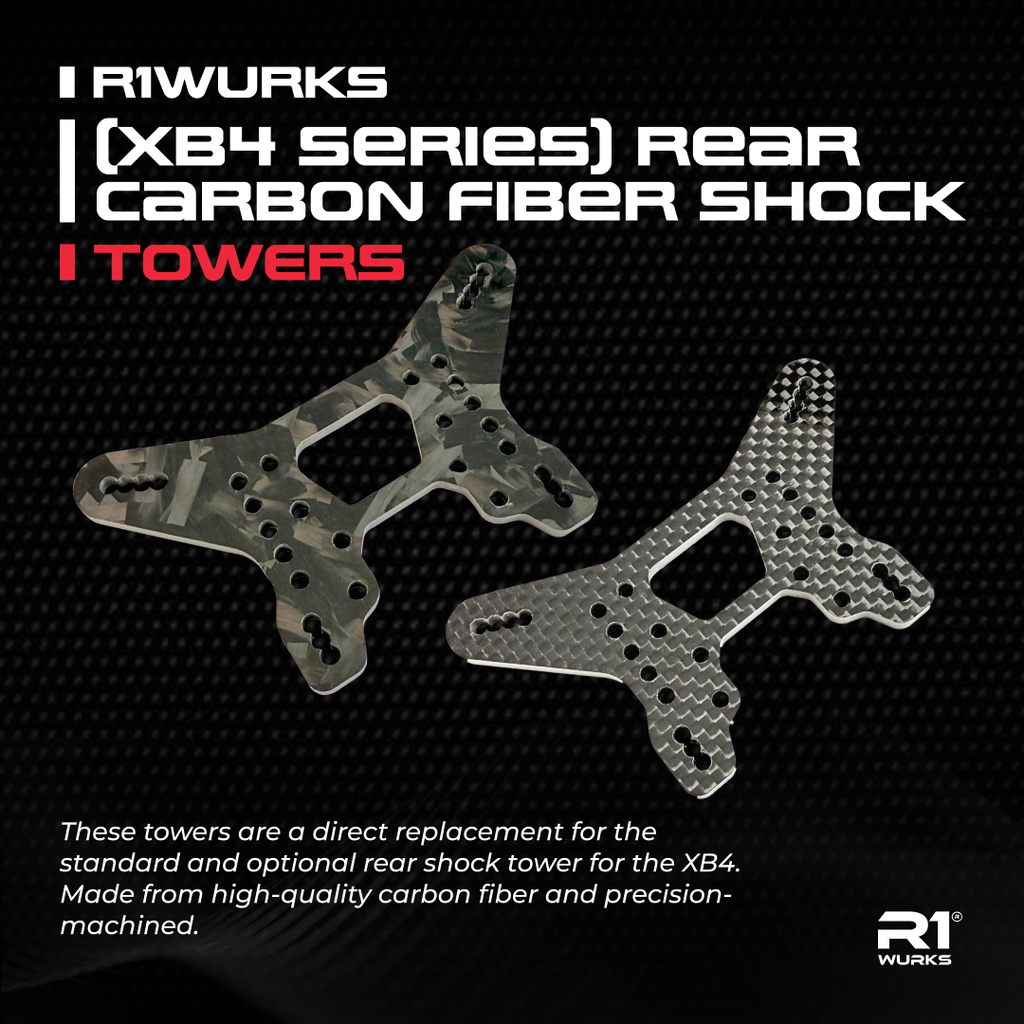 R1WURKS (XB4 Series) Rear Carbon Fiber Shock Towers – R1 Brushless ...